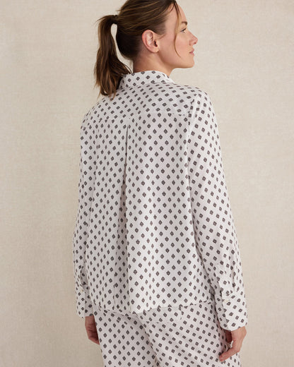 ORGANIC COTTON BLEND FLORAL TILE PAJAMA TOP | Talbots