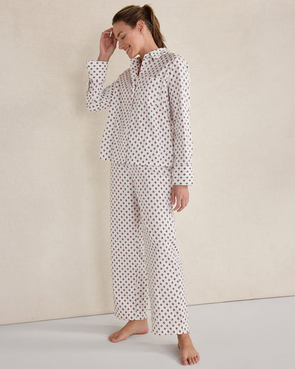 ORGANIC COTTON BLEND FLORAL TILE PAJAMA TOP | Talbots