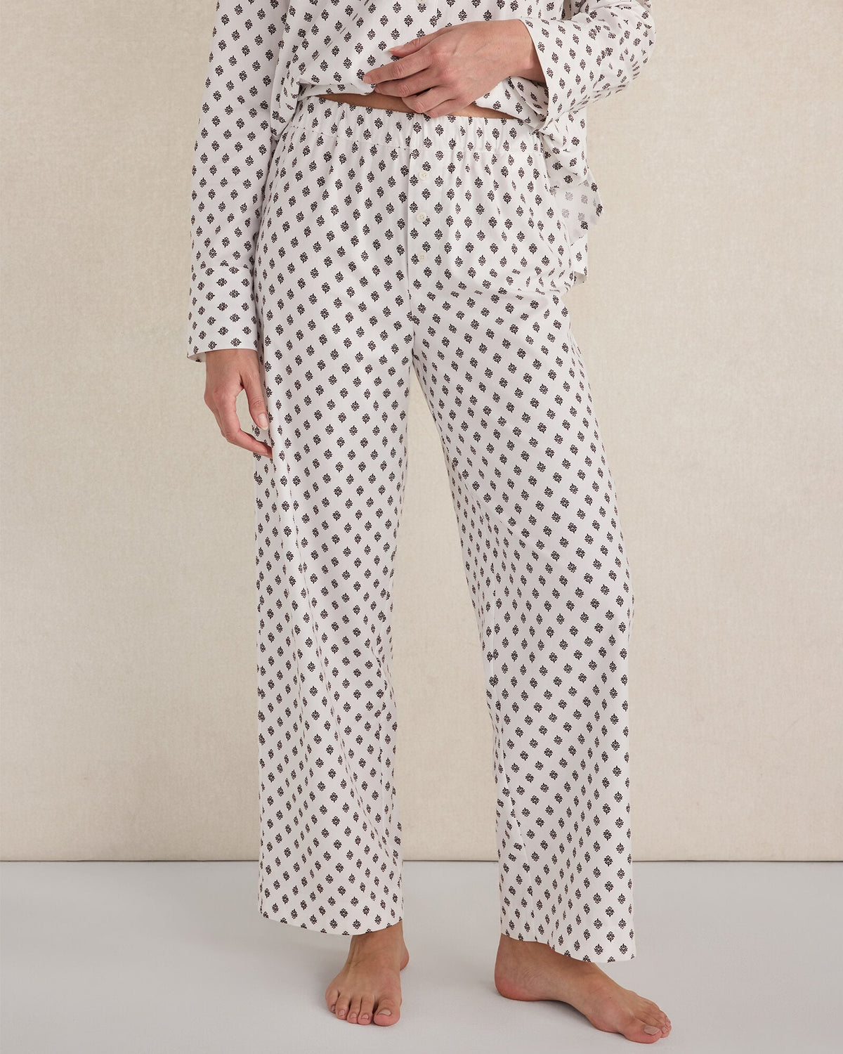 ORGANIC COTTON BLEND FLORAL TILE PAJAMA PANTS | Talbots