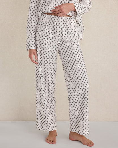 ORGANIC COTTON BLEND FLORAL TILE PAJAMA PANTS | Talbots