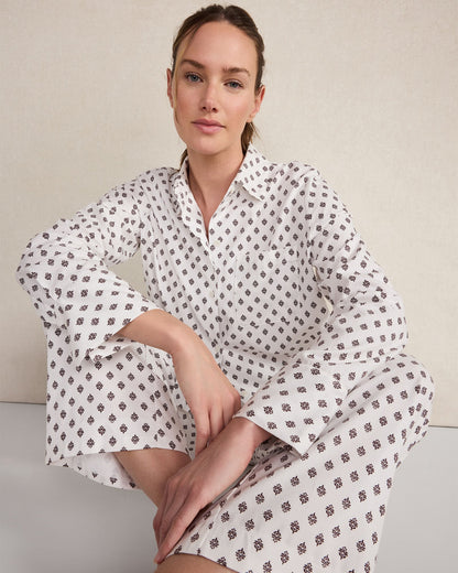 ORGANIC COTTON BLEND FLORAL TILE PAJAMA PANTS | Talbots