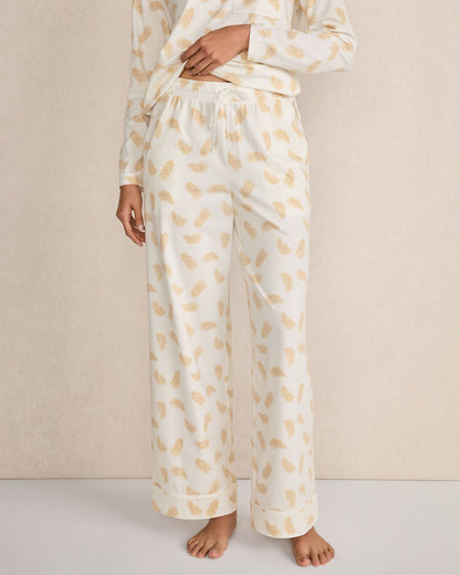 ORGANIC COTTON JERSEY FEATHER PRINT PAJAMA PANTS | Talbots