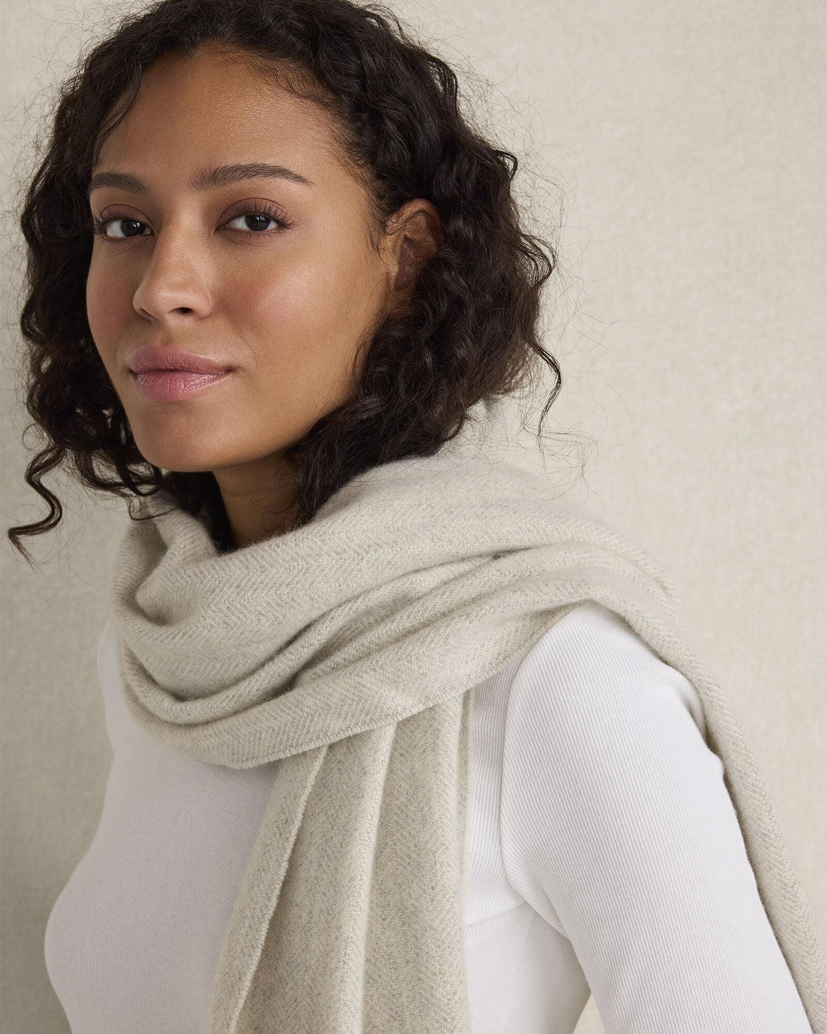 CASHMERE HERRINGBONE WOVEN SCARF | Talbots