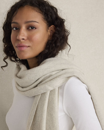 CASHMERE HERRINGBONE WOVEN SCARF | Talbots
