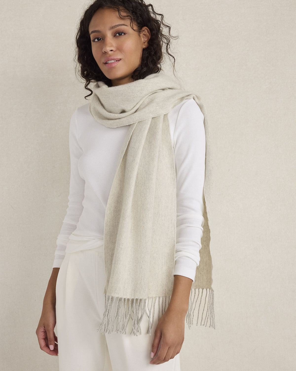 CASHMERE HERRINGBONE WOVEN SCARF | Talbots