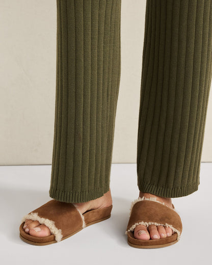 SUEDE AND SHERPA MOLDED SLIDES | Talbots