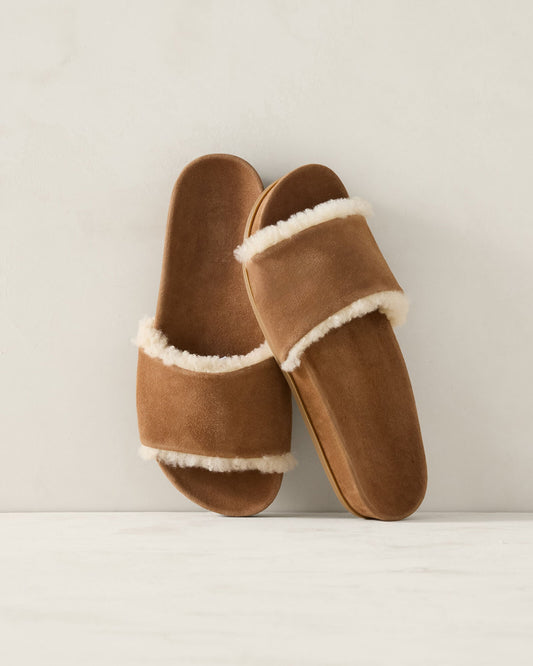SUEDE AND SHERPA MOLDED SLIDES | Talbots