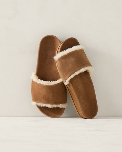 SUEDE AND SHERPA MOLDED SLIDES | Talbots