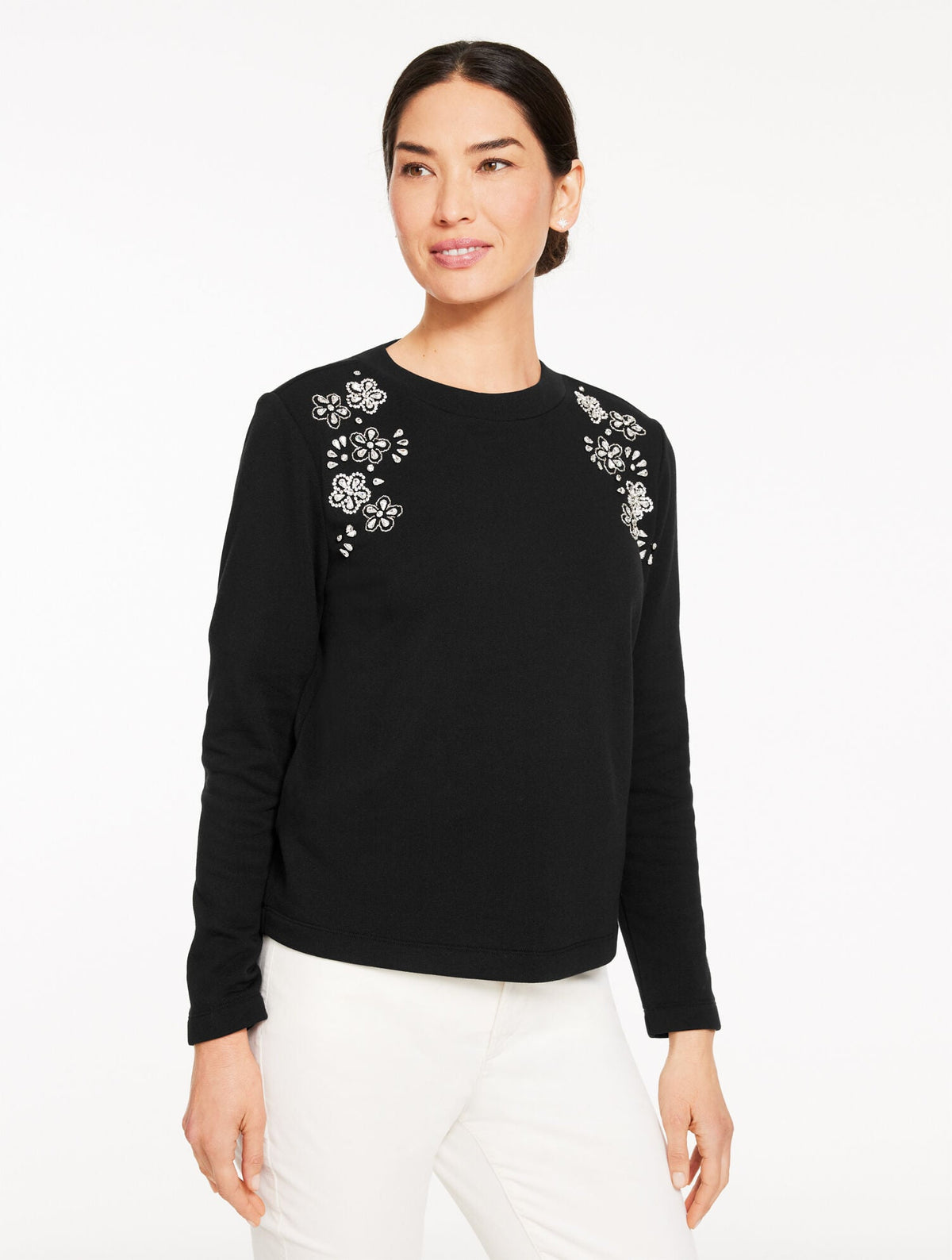 EMBELLISHED CREWNECK SWEATSHIRT | Talbots