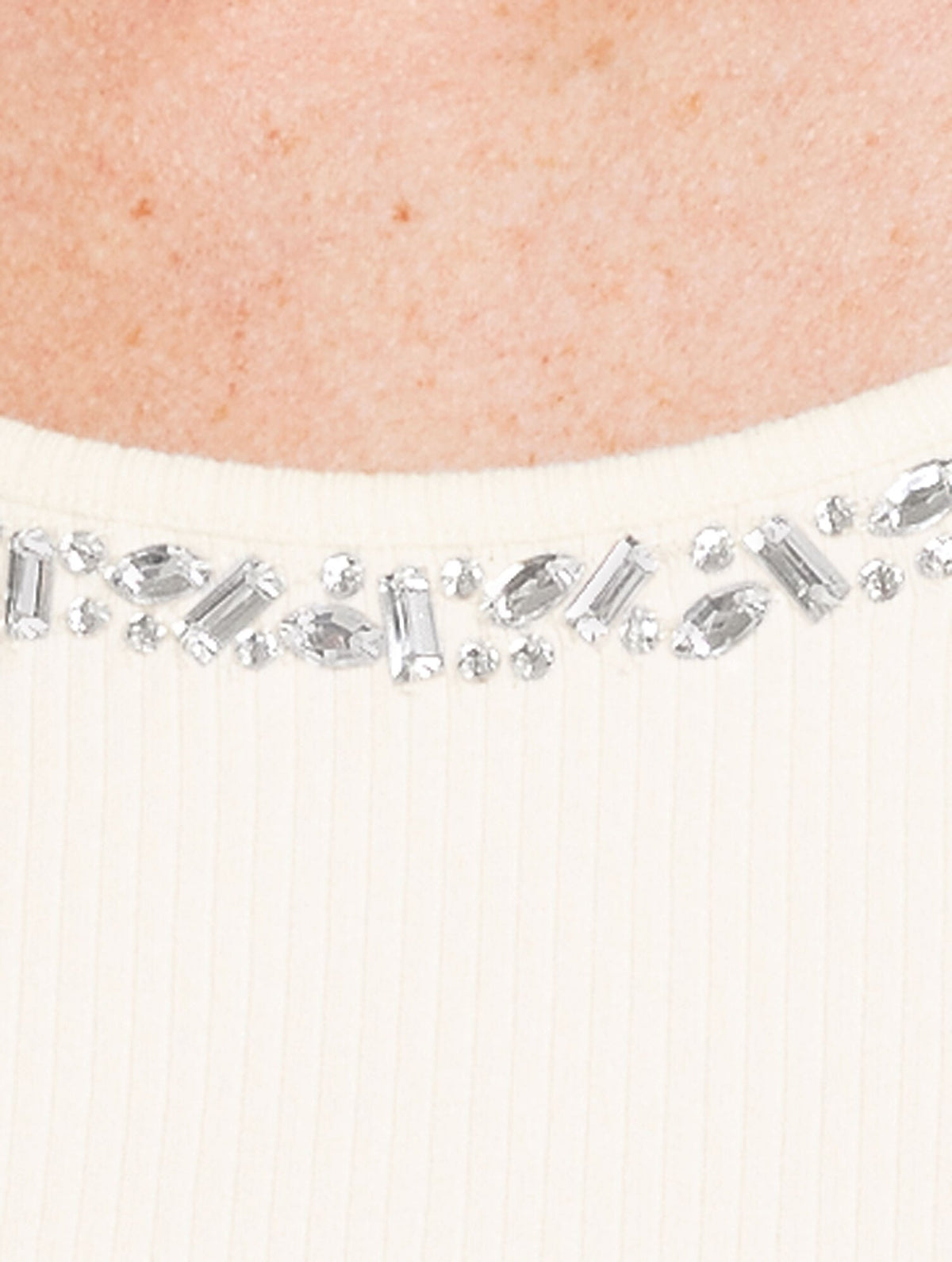EMBELLISHED RIBBED SCOOP NECK TEE | Talbots