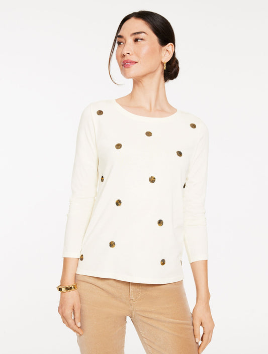 LONG SLEEVE CREWNECK TEE - SEQUIN DOT | Talbots