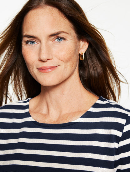 CREWNECK TEE - SEQUIN STRIPE | Talbots