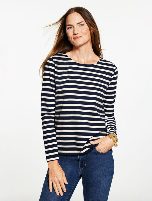 CREWNECK TEE - SEQUIN STRIPE | Talbots