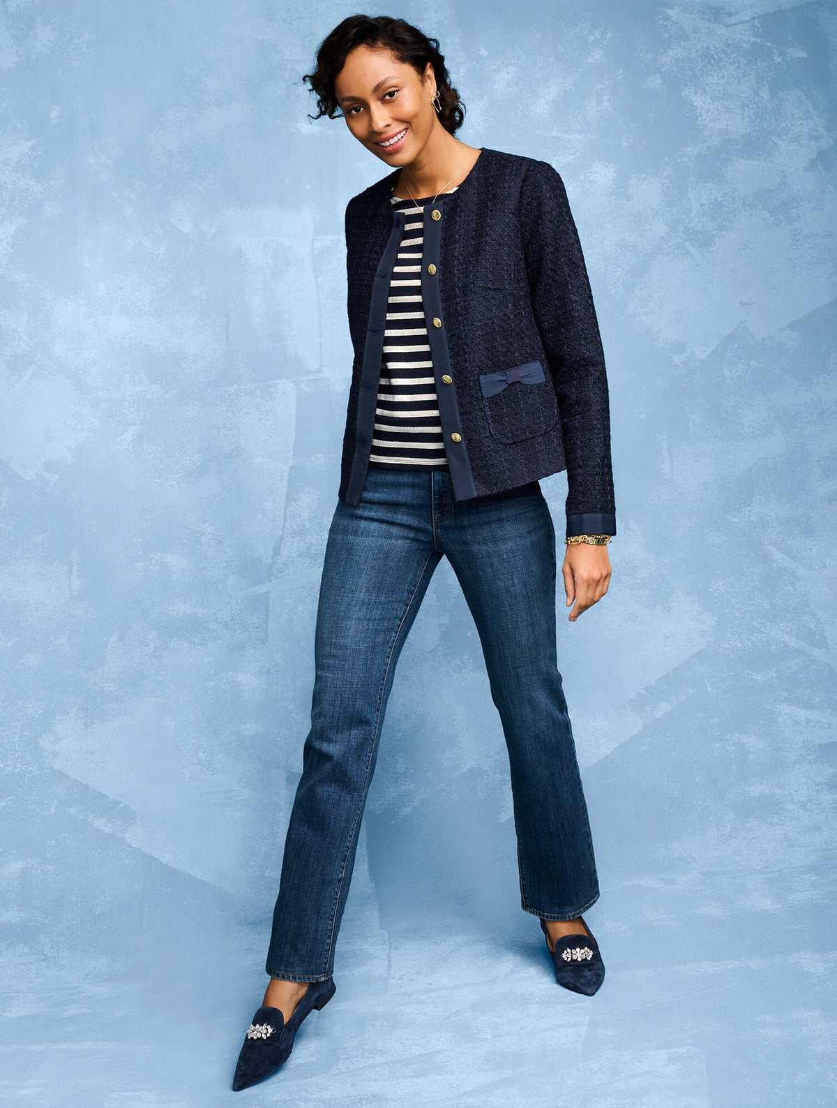 CREWNECK TEE - SEQUIN STRIPE | Talbots