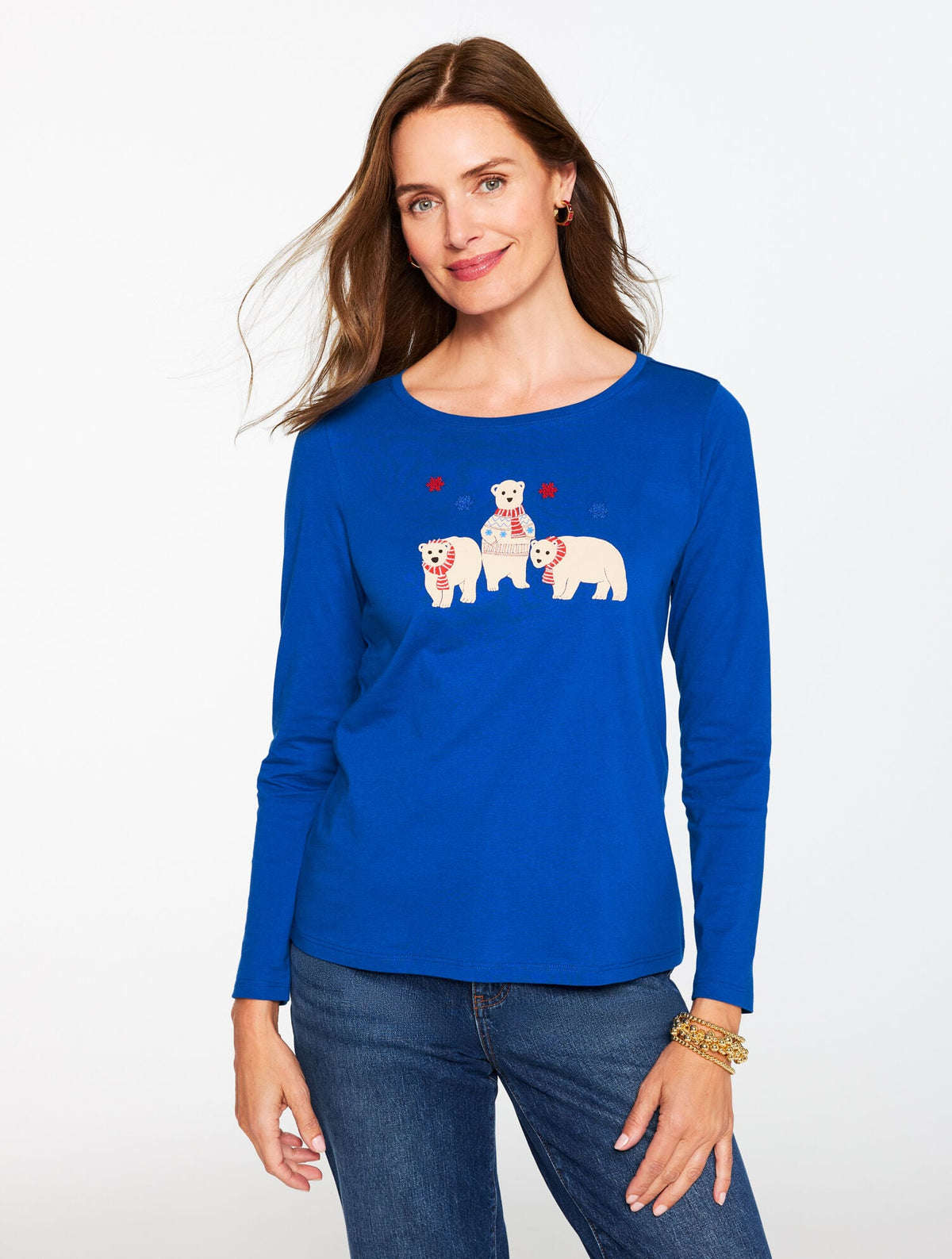 LONG SLEEVE CREWNECK TEE - POLAR BEARS | Talbots