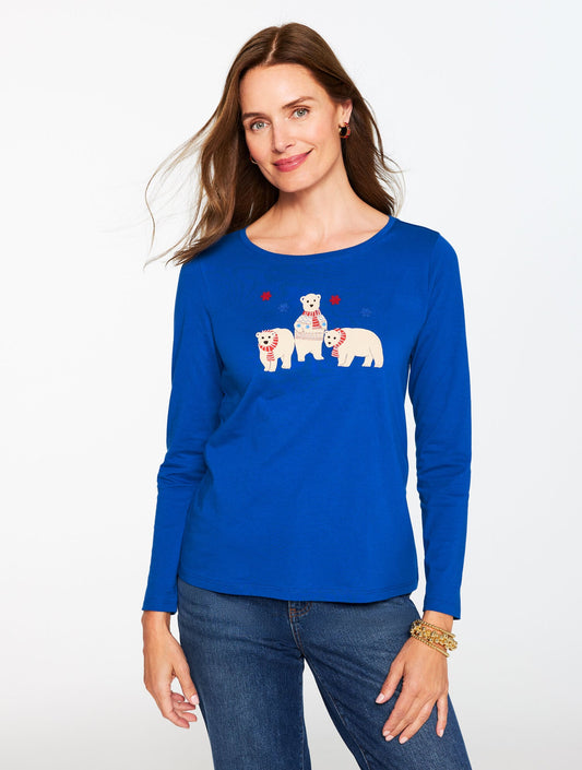 LONG SLEEVE CREWNECK TEE - POLAR BEARS | Talbots