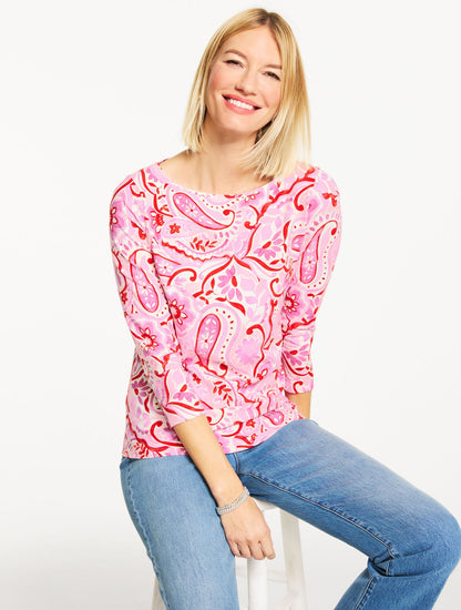 BATEAU NECK TEE - PRANCING PAISLEY | Talbots