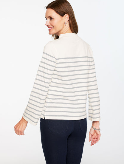 SEQUIN RIBBON STRIPE MOCKNECK TEE | Talbots