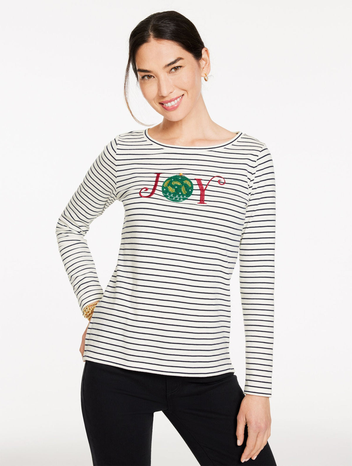 LONG SLEEVE CREWNECK TEE - JOY STRIPE | Talbots