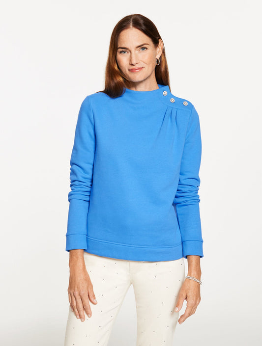 JEWEL BUTTON SHOULDER SWEATSHIRT | Talbots