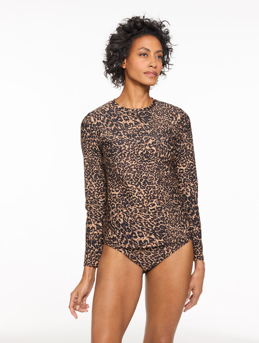 AQUA CLUB UPF 50+ LONG SLEEVE SWIM TEE - LEOPARD | Talbots