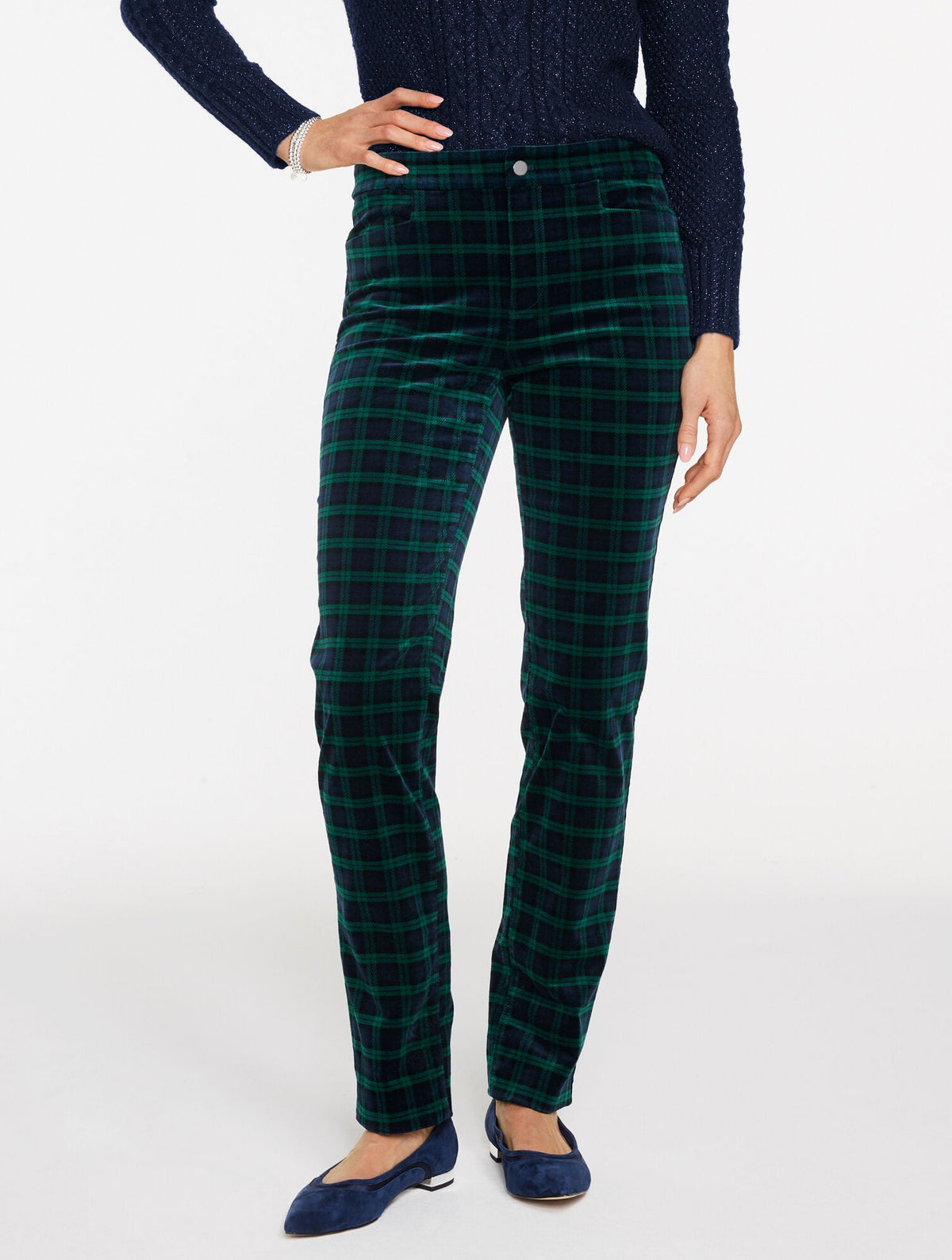 STRAIGHT LEG VELVETEEN PANTS - TRANQUIL TARTAN | Talbots