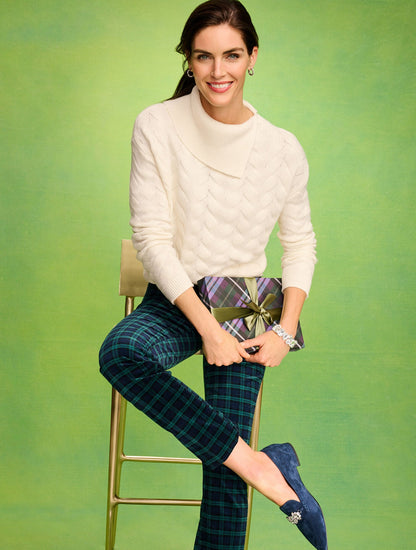 STRAIGHT LEG VELVETEEN PANTS - TRANQUIL TARTAN | Talbots
