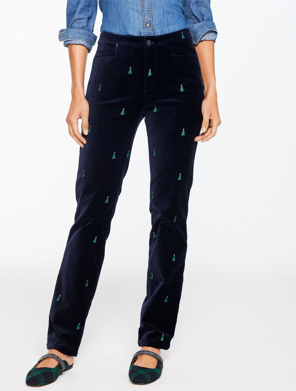 STRAIGHT LEG VELVETEEN PANTS - HOLIDAY CRITTER | Talbots