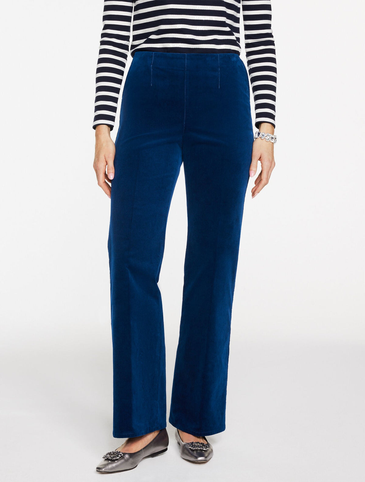 TROUSER LEG CORDUROY PULL-ON PANTS | Talbots