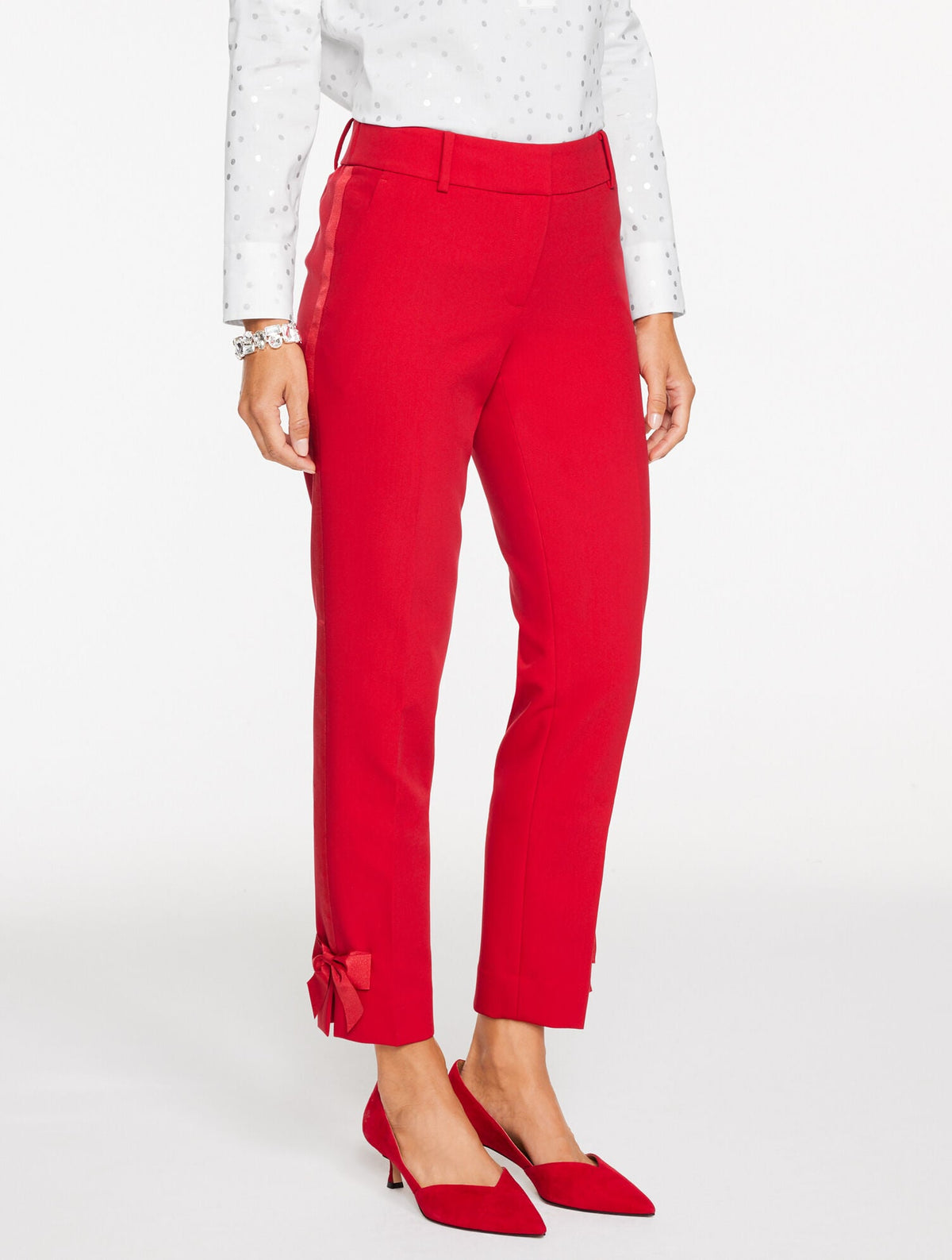 TALBOTS HAMPSHIRE LIGHTWEIGHT DOUBLE CLOTH STRAIGHT ANKLE PANTS - BOW | Talbots