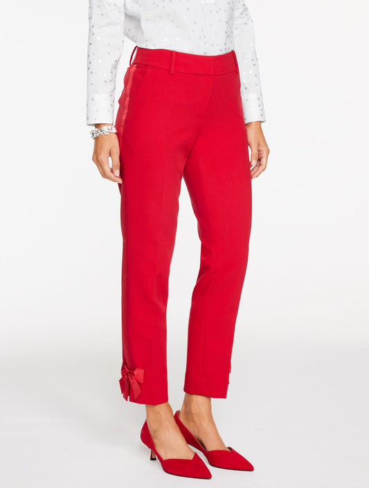 TALBOTS HAMPSHIRE LIGHTWEIGHT DOUBLE CLOTH STRAIGHT ANKLE PANTS - BOW | Talbots