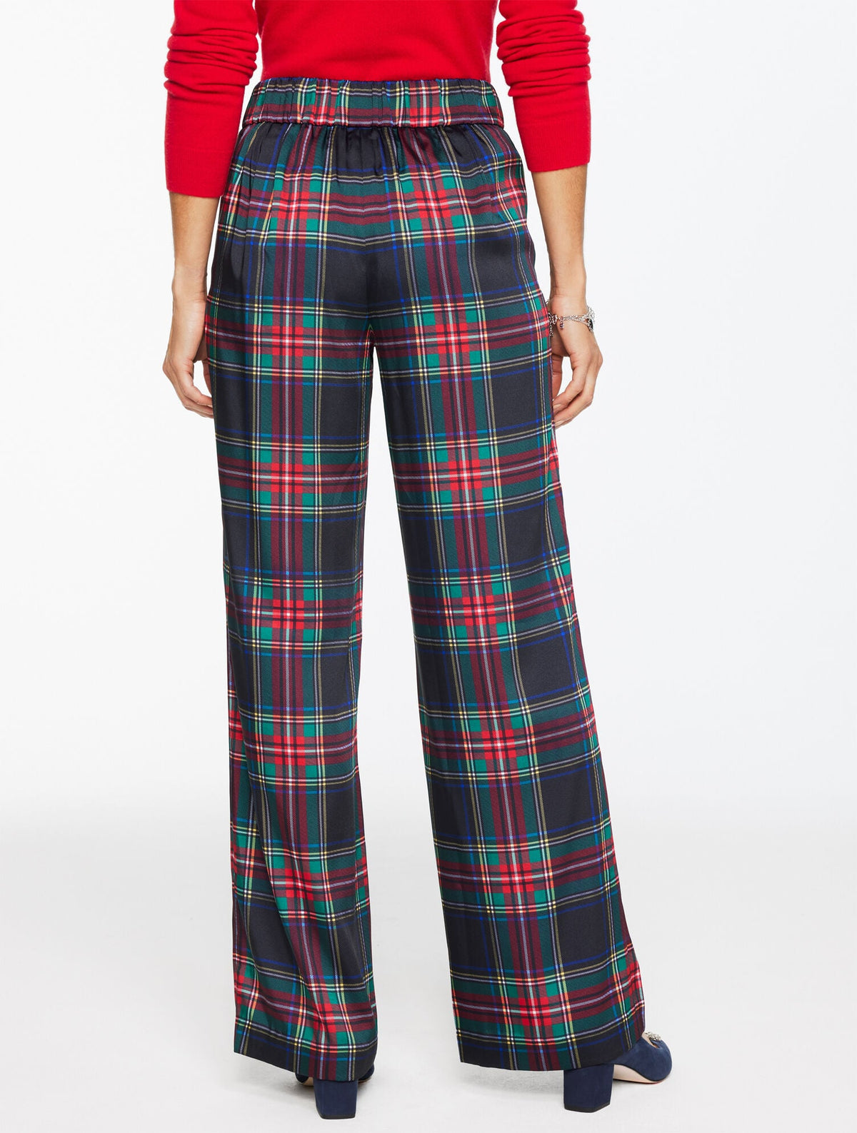 WIDE LEG PULL-ON PANTS - JOLLY TARTAN | Talbots