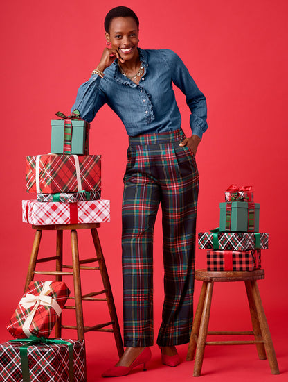 WIDE LEG PULL-ON PANTS - JOLLY TARTAN | Talbots