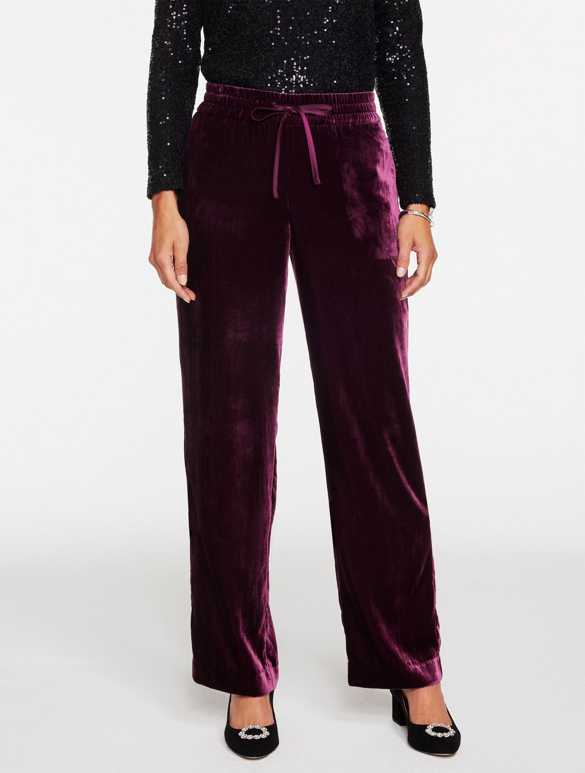 STRAIGHT LEG VELVET PULL-ON PANTS | Talbots
