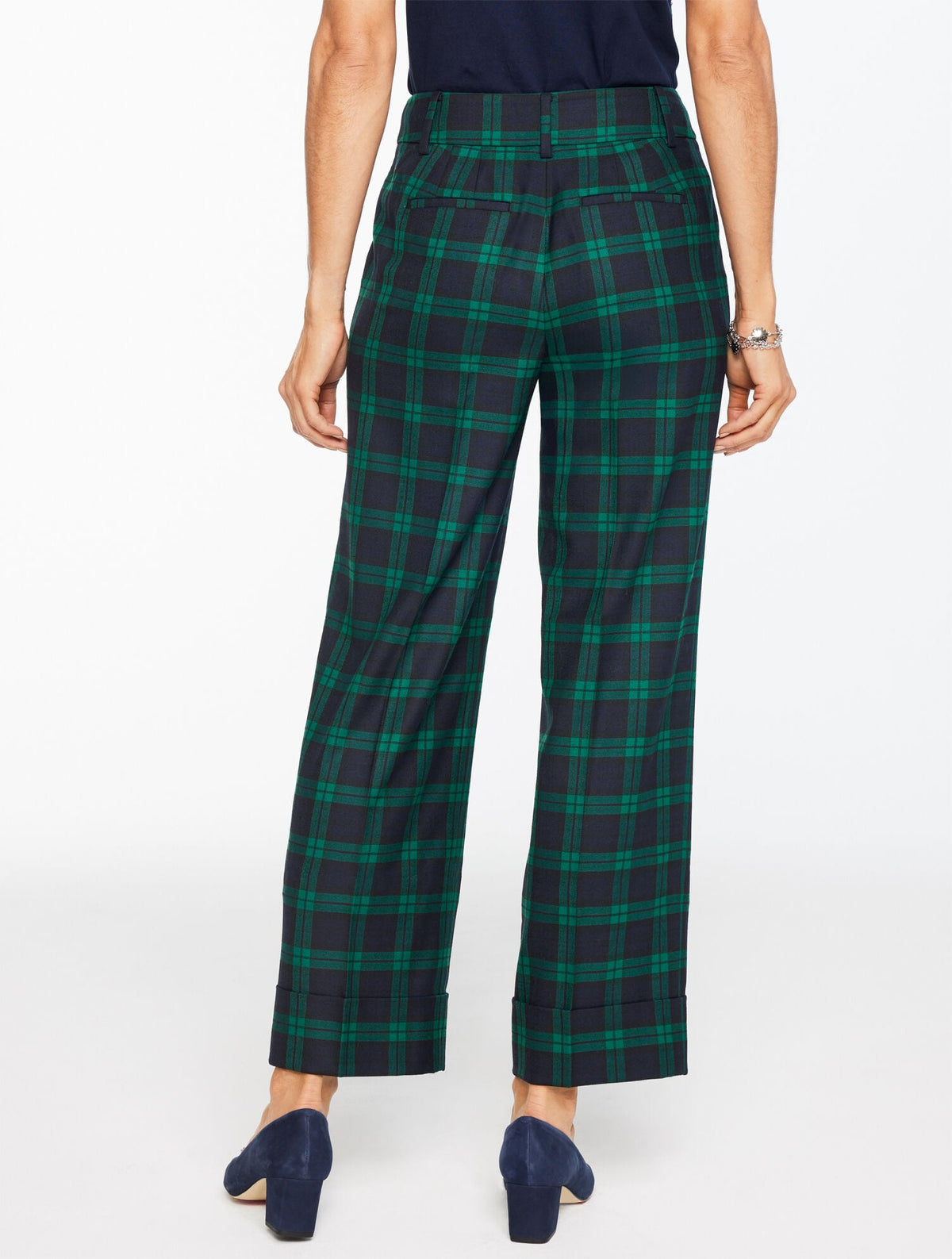 STRAIGHT ANKLE CUFF PANTS - BLACK WATCH PLAID | Talbots