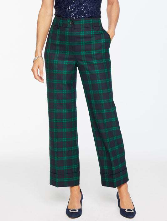 STRAIGHT ANKLE CUFF PANTS - BLACK WATCH PLAID | Talbots