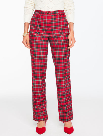 TALBOTS SOUTHAMPTON TAILORED STRETCH STRAIGHT LEG PANTS - CIDER PLAID | Talbots