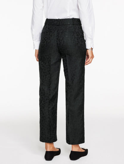 JACQUARD LEOPARD STRAIGHT ANKLE PANTS | Talbots