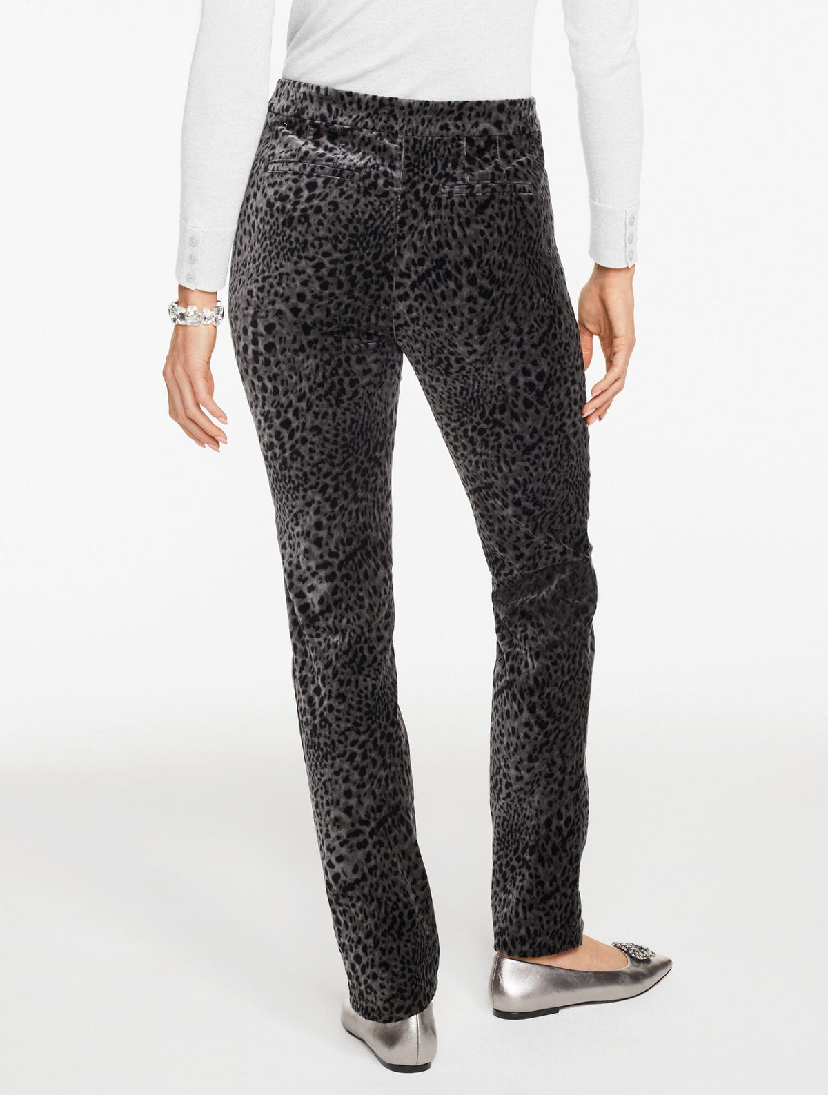 STRAIGHT LEG VELVETEEN PANTS - SWIRLY LEOPARD | Talbots