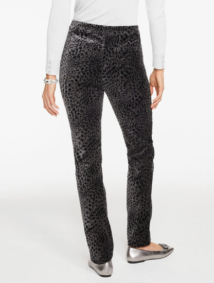 STRAIGHT LEG VELVETEEN PANTS - SWIRLY LEOPARD | Talbots