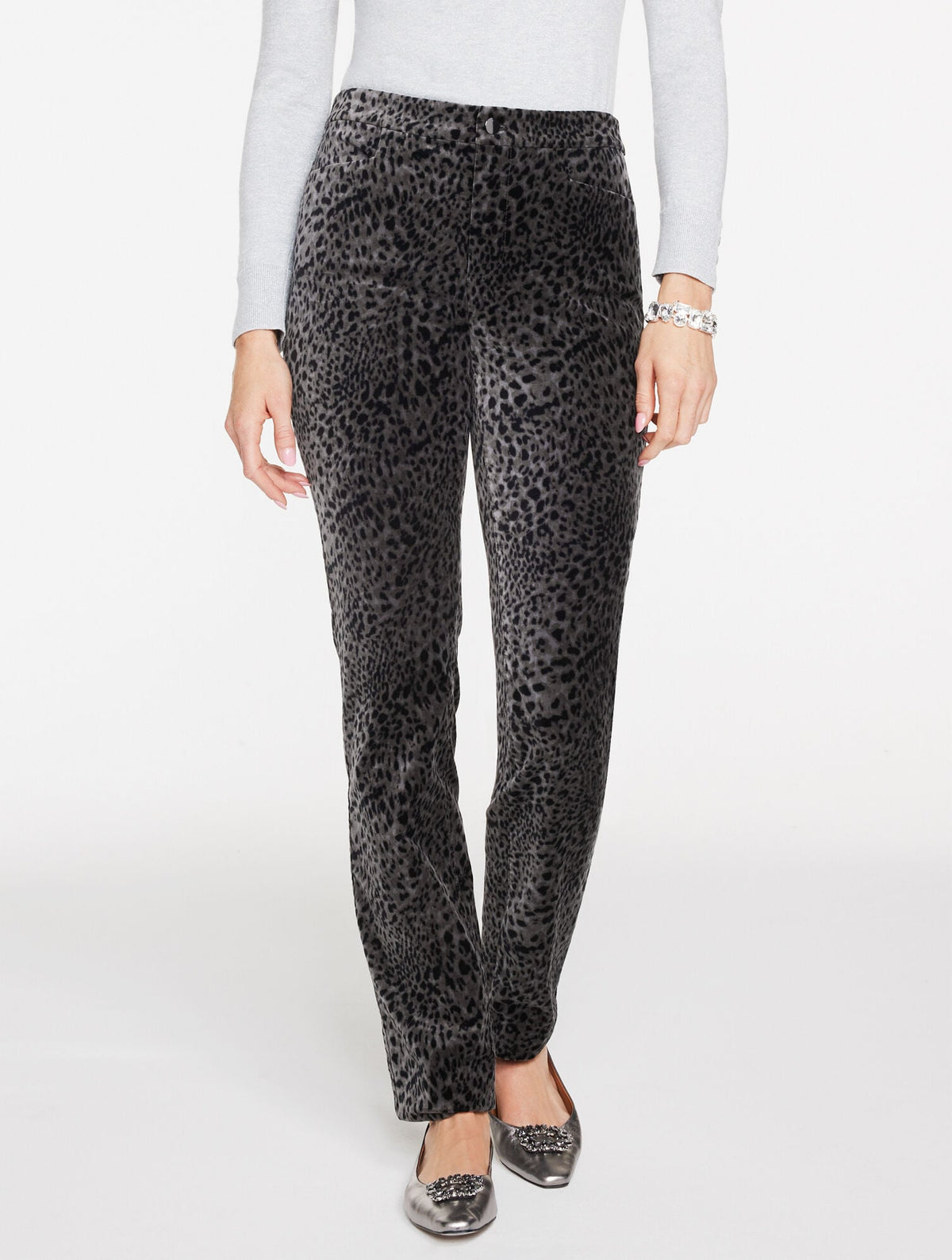 STRAIGHT LEG VELVETEEN PANTS - SWIRLY LEOPARD | Talbots