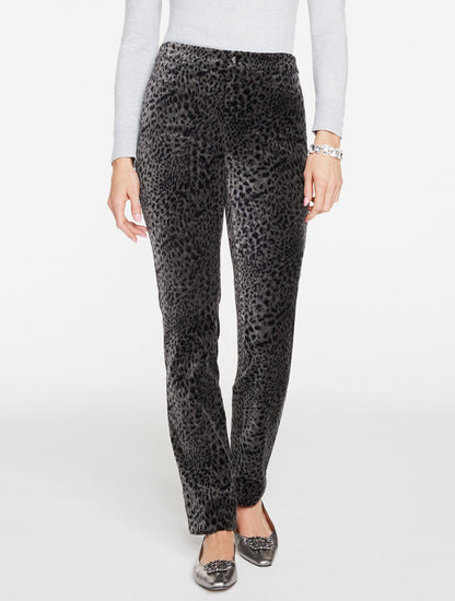STRAIGHT LEG VELVETEEN PANTS - SWIRLY LEOPARD | Talbots