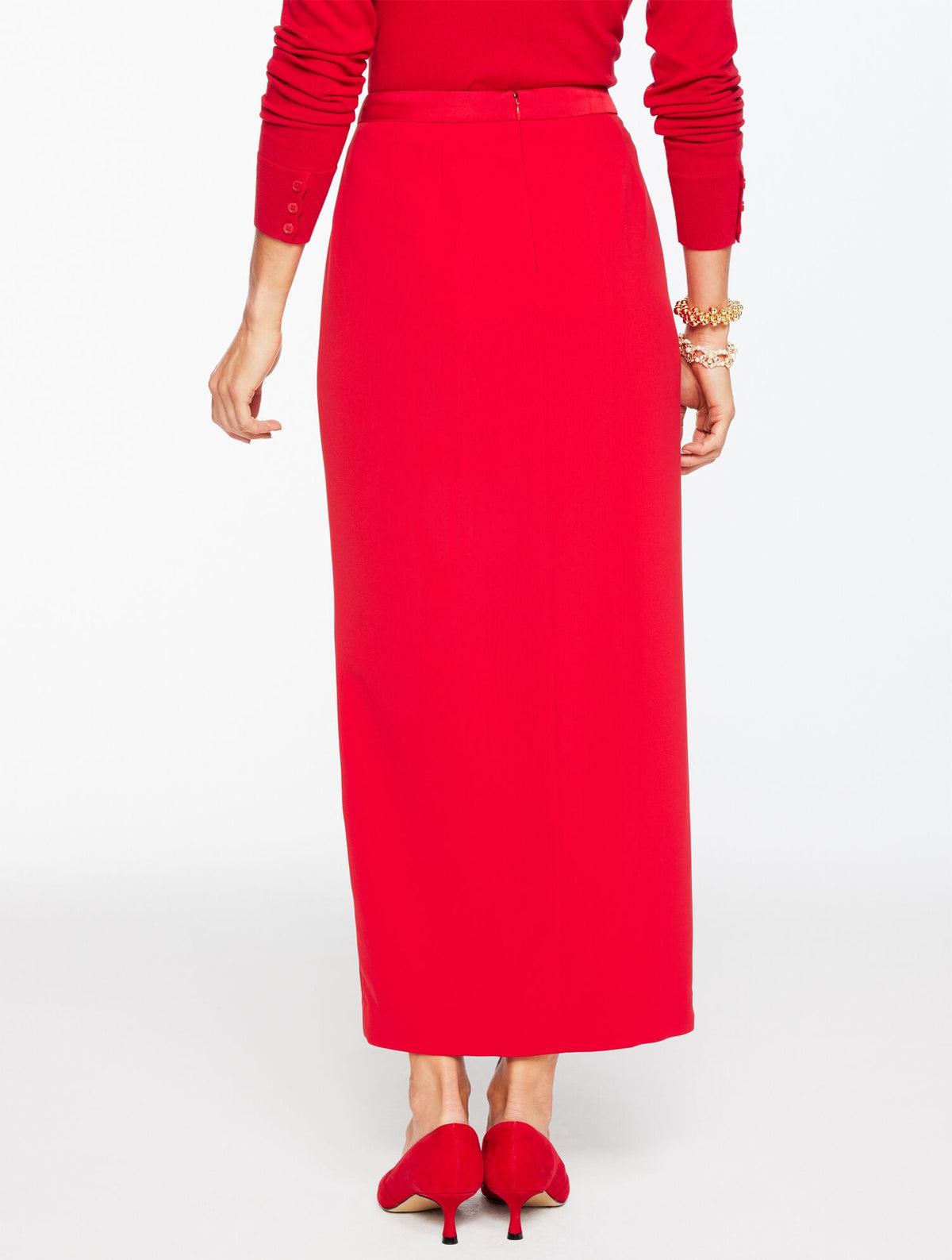 POLISHED CREPE TUXEDO MAXI SKIRT | Talbots