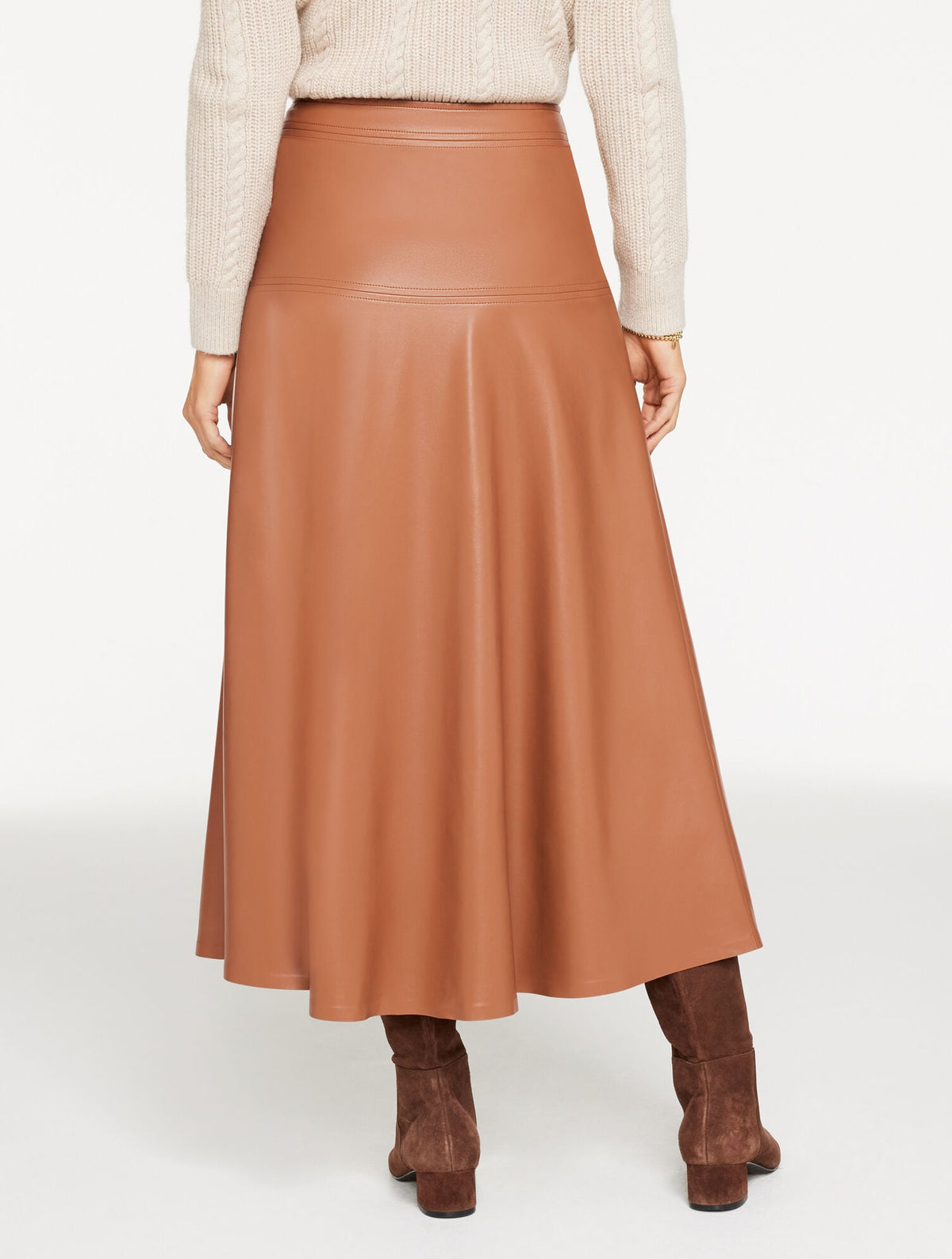 FAUX LEATHER FIT & FLARE SKIRT | Talbots
