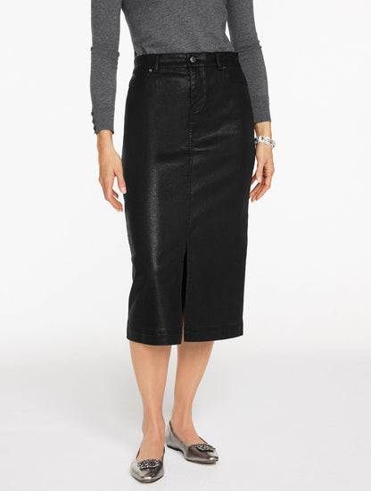 DENIM MIDI SKIRT - LIGHT FOIL | Talbots