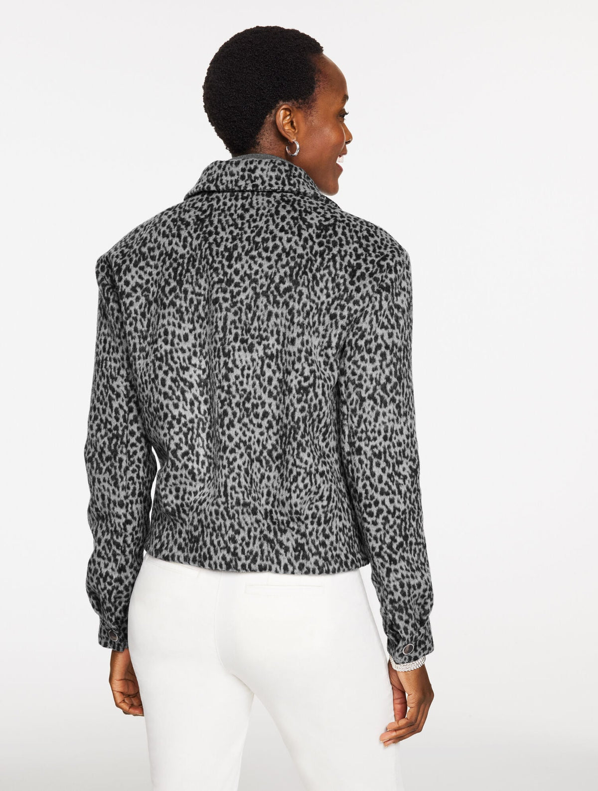 BRUSHED JACKET - SNOW LEOPARD | Talbots