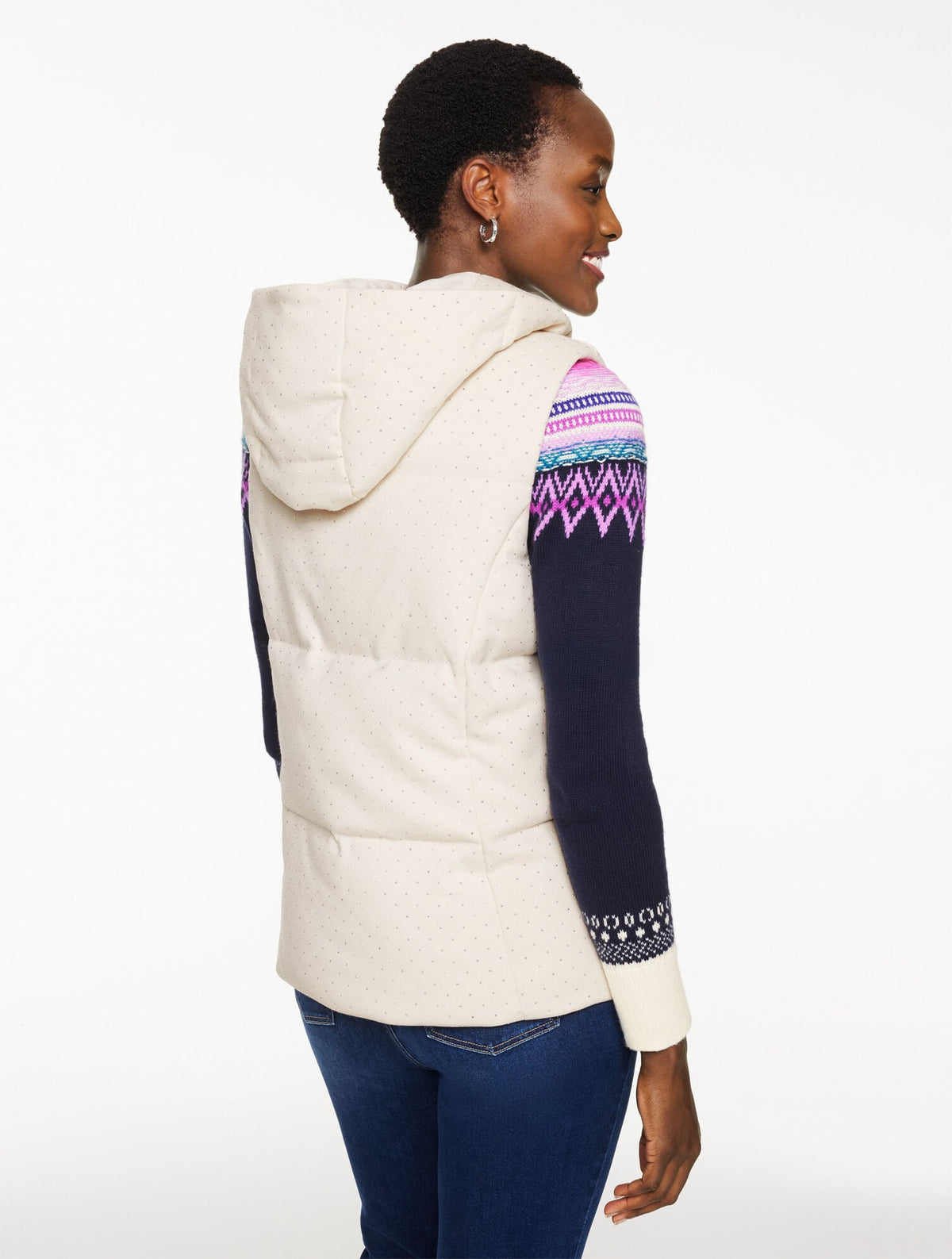 STUDDED FLANNEL HOODED VEST | Talbots