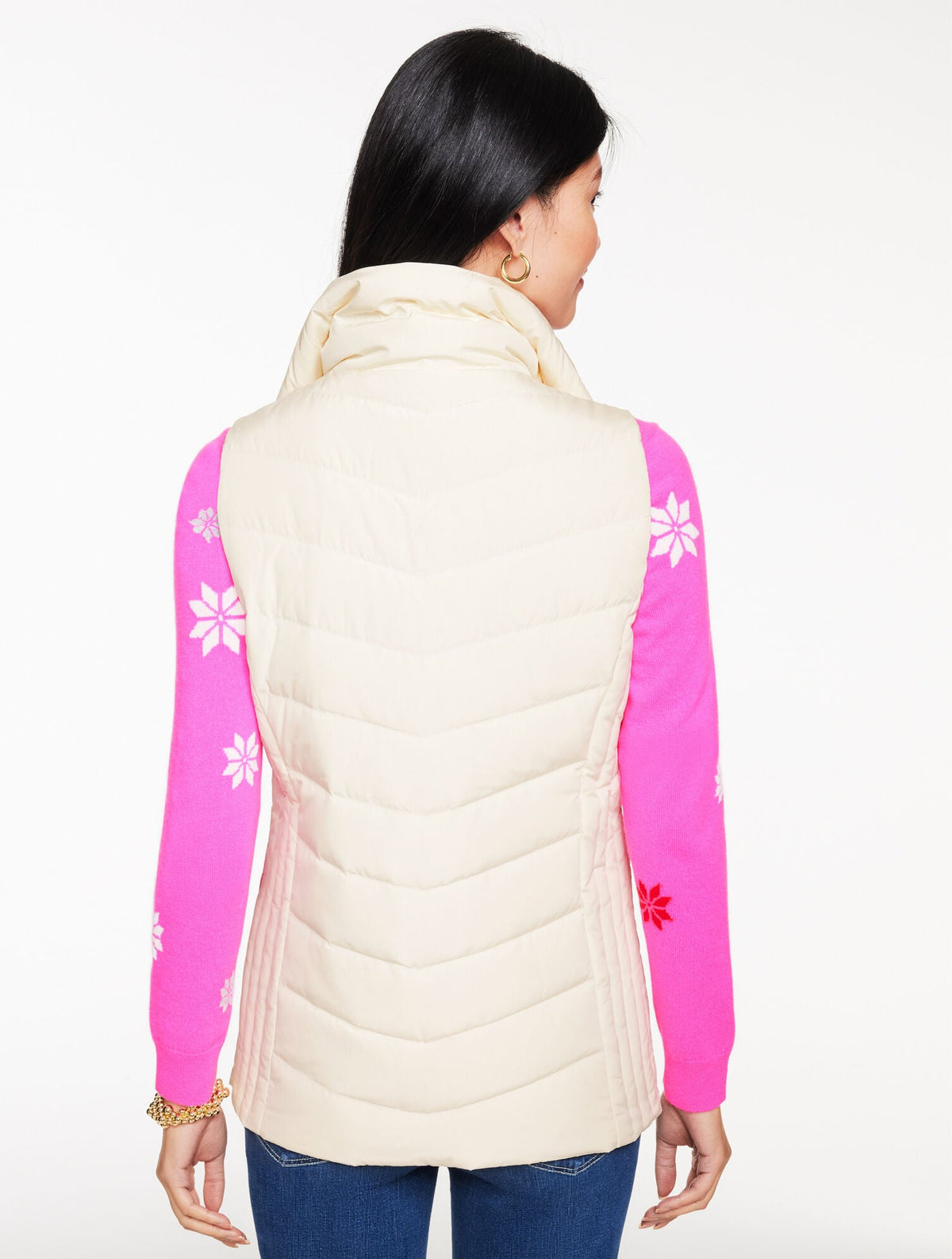 FAUX FUR COLLAR DOWN PUFFER VEST | Talbots