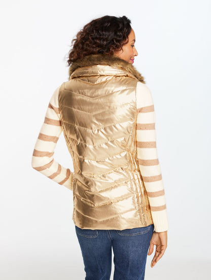 QUILTED PUFFER VEST - METALLIC | Talbots