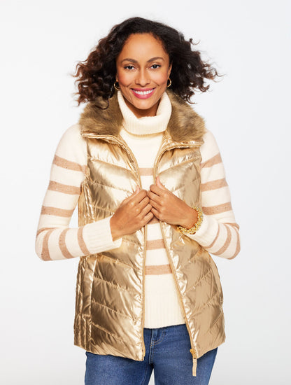 QUILTED PUFFER VEST - METALLIC | Talbots